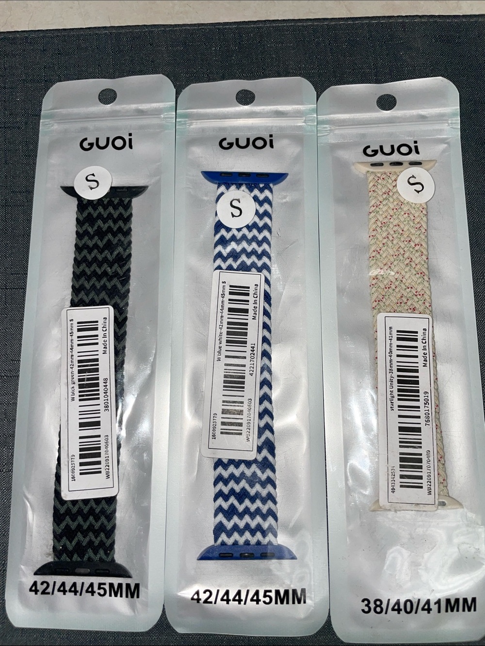 GUOI Unisex Woven Stretch Watch Bands Lot of 3 Size Small